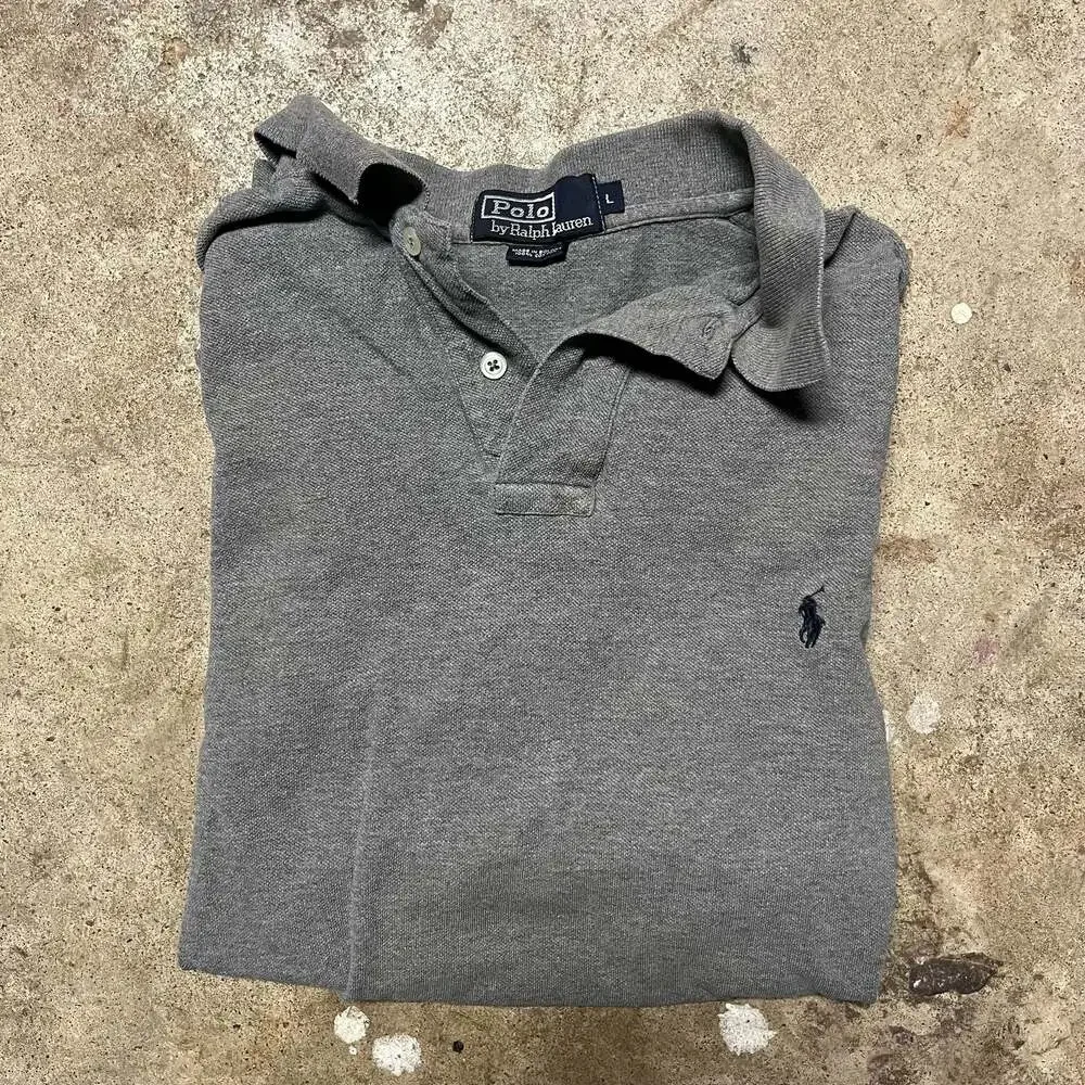Polo by Ralph Lauren Short Sleeve Pique Polo Shirt Gray Size L
